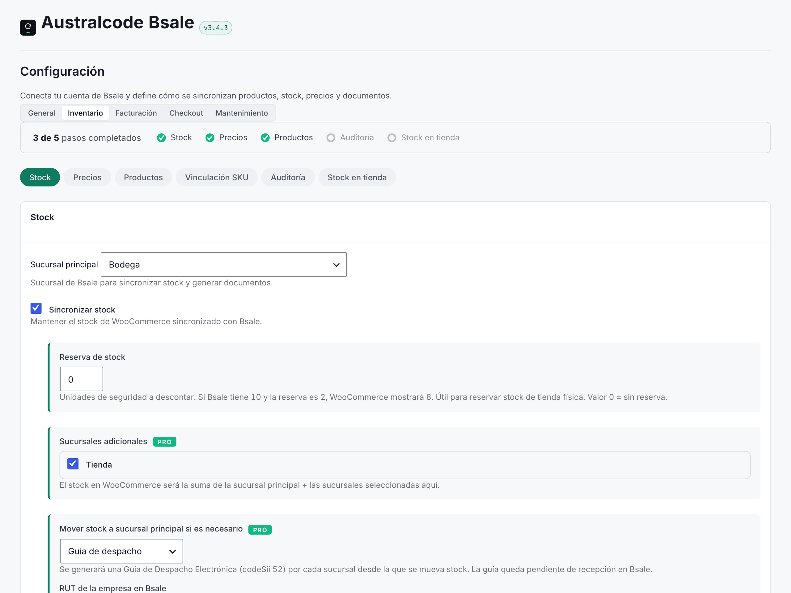 Configuración de multi-bodega: stock disponible por oficina de Bsale
